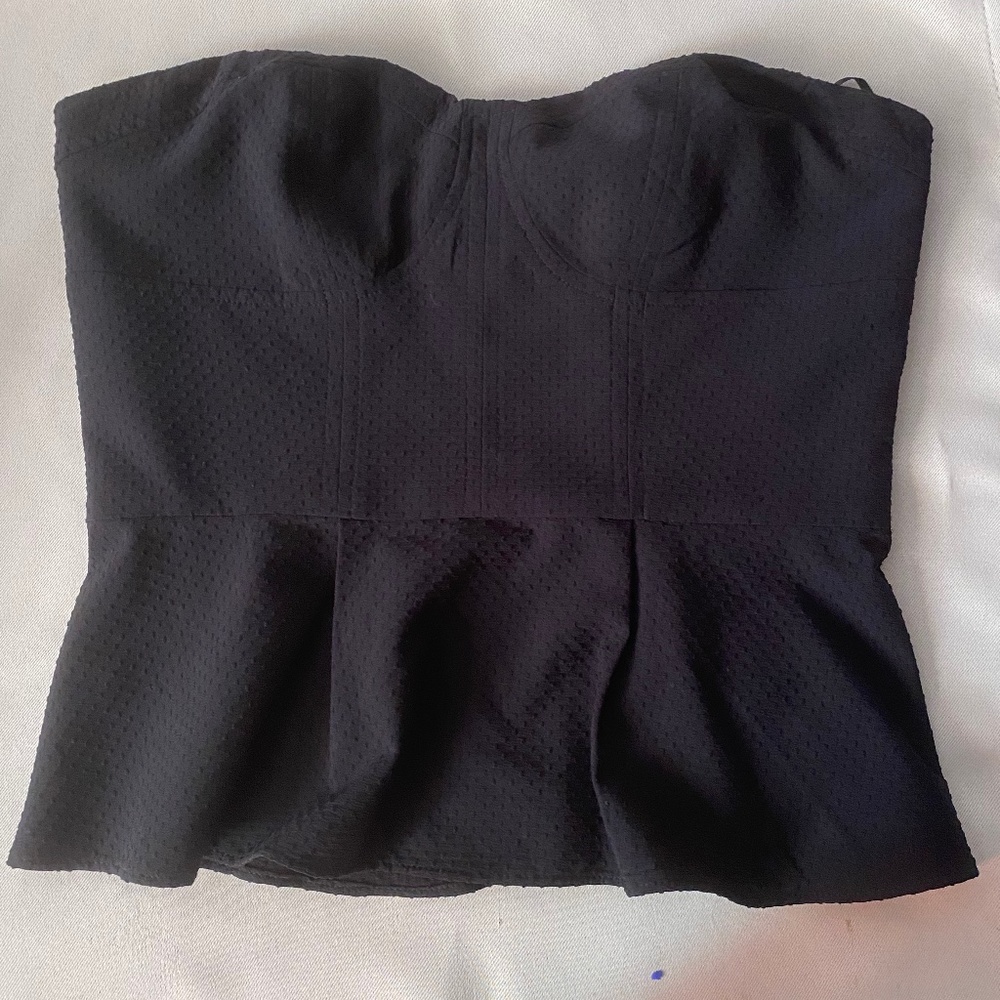 Express Black Strapless Peplum Top Size 2